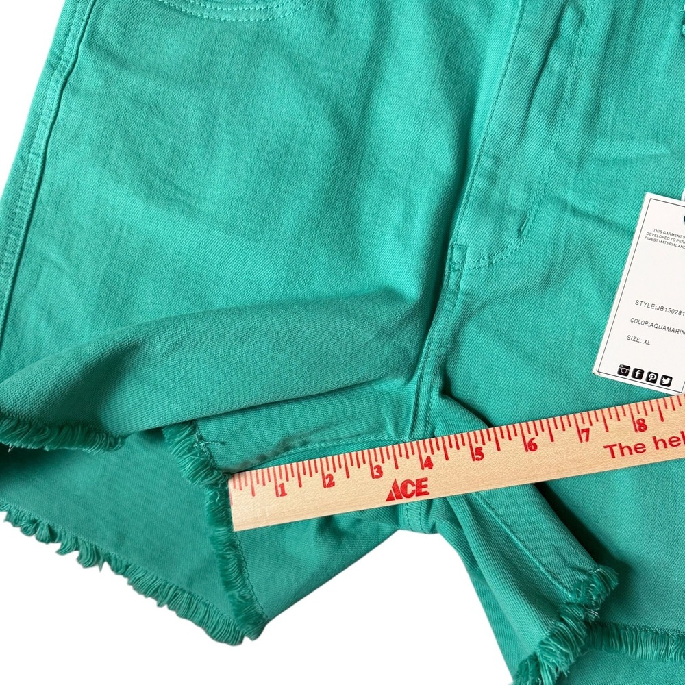 Judy Blue Teal Turquoise Mid Rise Shorts - Picture 3 of 4